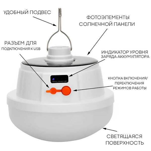 Світлодіодна кемпінгова лампа із сонячною панеллю Bailong BL-2026 1747760539 фото