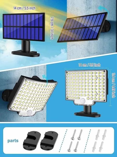 Світильник на сонячній батареї з датчиком руху Solar wall lamp BL-104-SMD 2097728725 фото