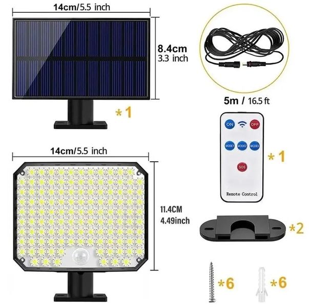 Світильник на сонячній батареї з датчиком руху Solar wall lamp BL-104-SMD 2097728725 фото