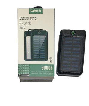 Повербанк с солнечной панелью (power bank) 50000mAh (2400mAh) Boro JS-5 1741646999 фото