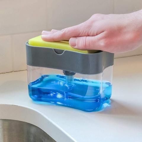 Органайзер для мочалок с мыльницей и дозатором нажимная Soap Pump Sponge Caddy 1283124722 фото