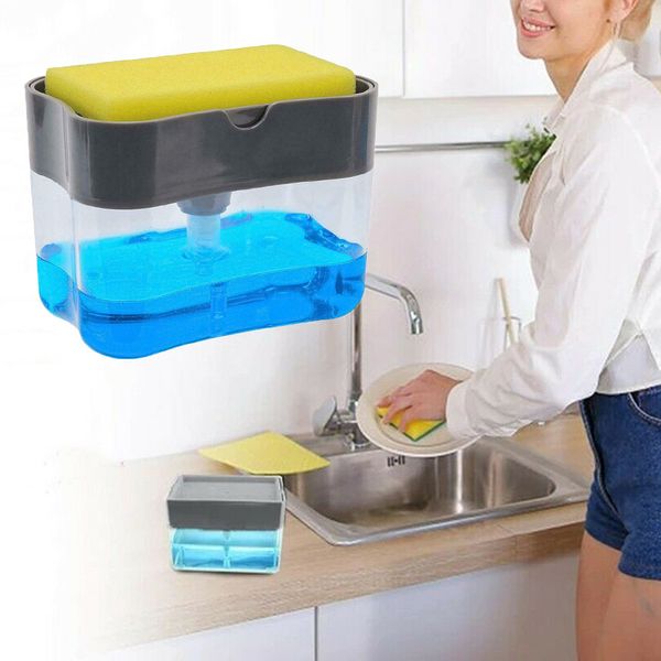 Органайзер для мочалок с мыльницей и дозатором нажимная Soap Pump Sponge Caddy 1283124722 фото