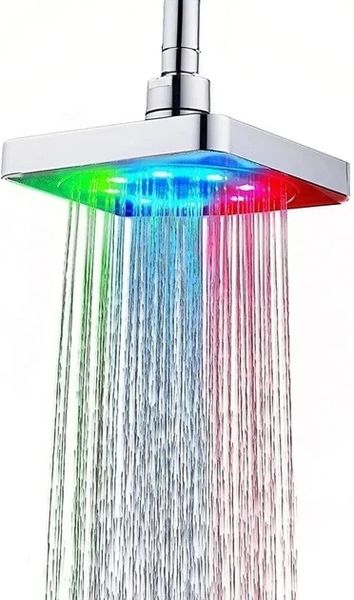 Лейка насадка для душа с LED подсветкой RGB светодиодная, квадратная 150 мм LED Shower head AND XL-902 2243275254 фото