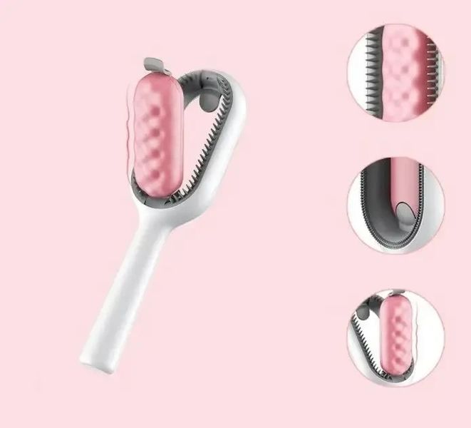 Щітка для вичісування шерсті хатніх тварин 4 в 1 Pet Cleaning Comb з масажем і чищенням речей Pink W28 2012180275 фото