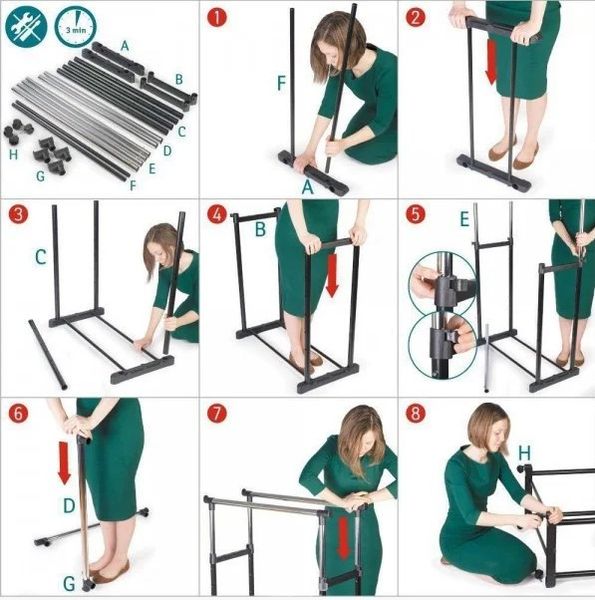 Універсальна міцна Подвійна підлогова пересувна стійка для одягу Double-Pole.Найкраща ціна! 1085371897 фото