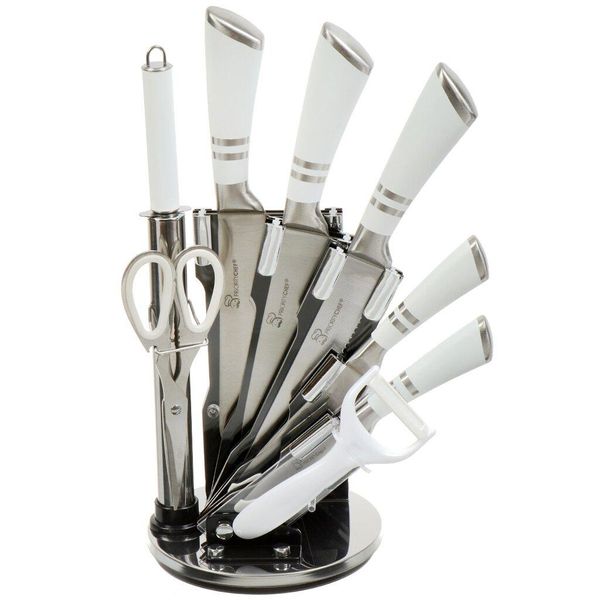 Набір ножів неіржавка сталь на підставці 9 предметів kitchen knife set wl-707-1 2296439096 фото