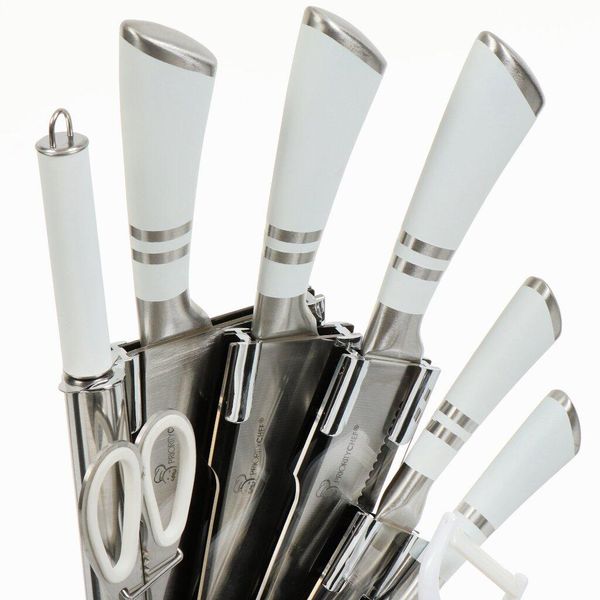 Набір ножів неіржавка сталь на підставці 9 предметів kitchen knife set wl-707-1 2296439096 фото