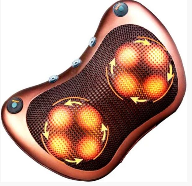 Масажна подушка MASSAGE PILLOW QY-8028 інфрачервоний роликовий масажер для шиї та спини 8 масажних ролика 1137387038 фото