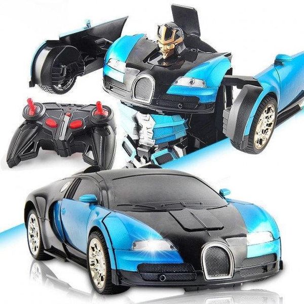 Машинка радіокерована трансформер Robot Car Bugatti Size12 СИНЯ ⁇ Робот-трансформер на радіокеруванні 1:12 1495253968 фото