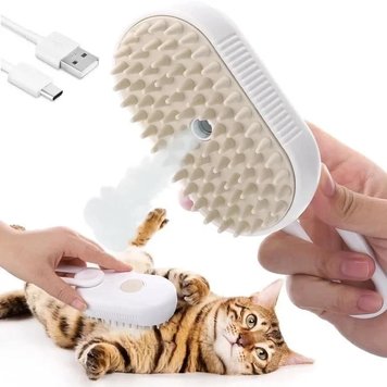 Щетка-массажер-спрей паровая Pet Spray Massage Brush 3в1 для вычесывания собак и кошек Белый 2334763761 фото