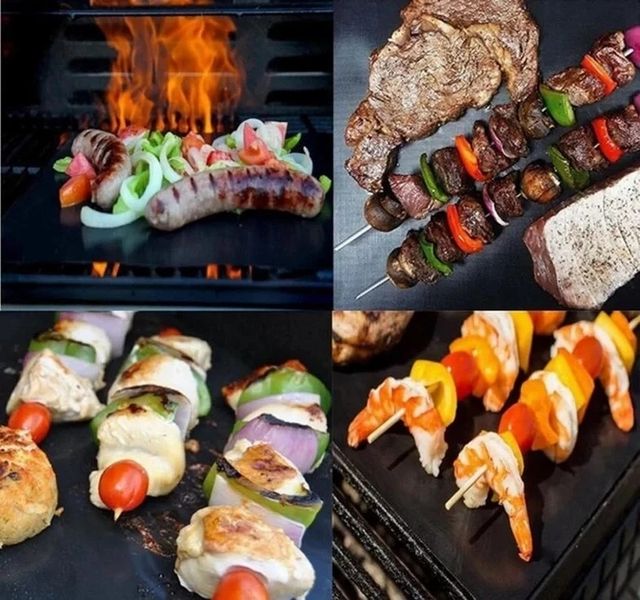 BBQ grill sheet гриль мат портативний антипригарним покриттям 33 Х 40 см для овочів, м'яса, морепродуктів 1860690331 фото