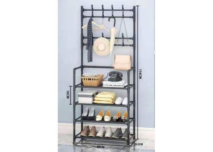 Універсальний вішак для одягу New simple floor clothes rack size 60X29.5X151 см Чорний 1505620023 фото