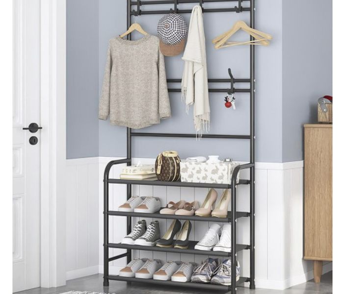 Універсальний вішак для одягу New simple floor clothes rack size 60X29.5X151 см Чорний 1505620023 фото