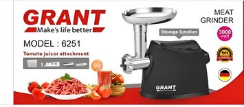 Электрическая мясорубка GRANT 6251 3000W с соковыжималкой для томатного сока Черная 1818677119 фото