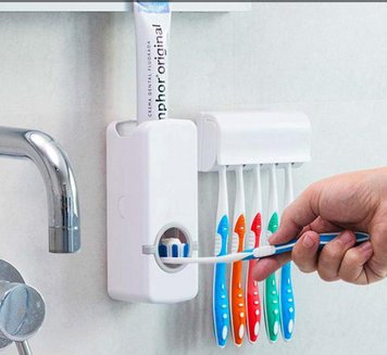 Дозатор автоматичної зубної пасти Toothpaste Dispenser з тримачем зубних щіток Toothbrush holder 1211025277 фото