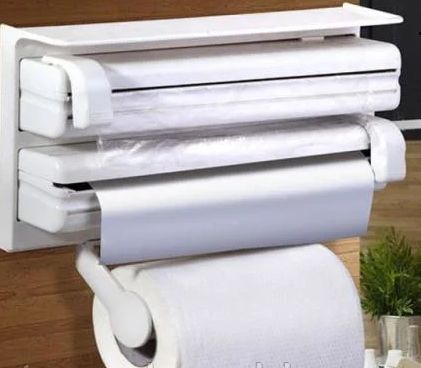 Кухонный тройной держатель Triple Paper Dispenser 3 в 1 для бумажных полотенец пищевой пленки и фольги 1363991477 фото