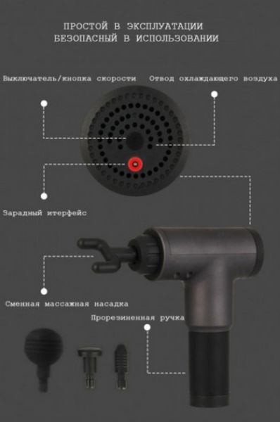 Массажёр для мышц Fascial Gun HF-280 (W-08) Вибромассажер для мышц 1281000823 фото