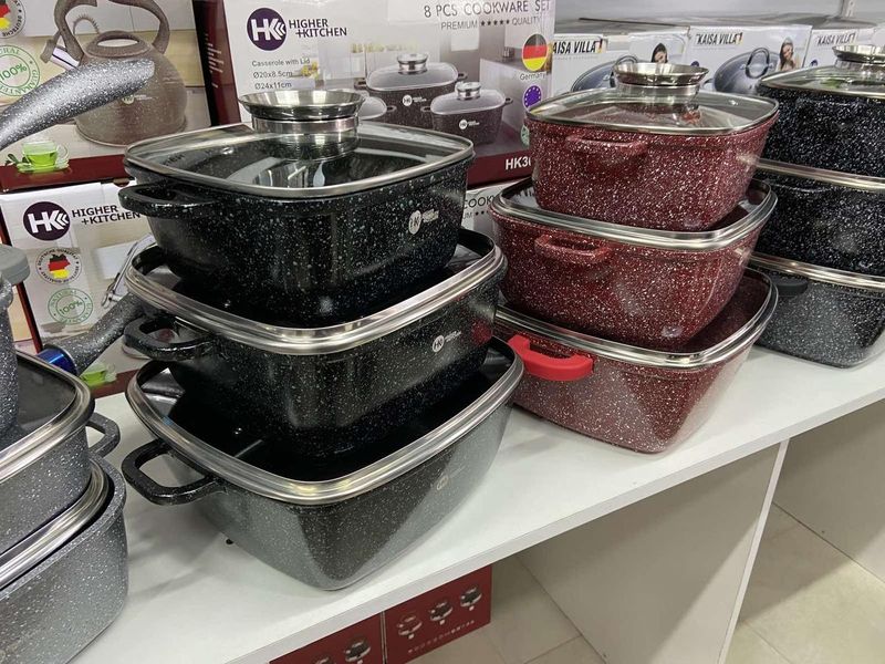 Набір каструль Higher Kitchen HK-302 Чорні з гранітним антипригарним покриттям 1534808563 фото