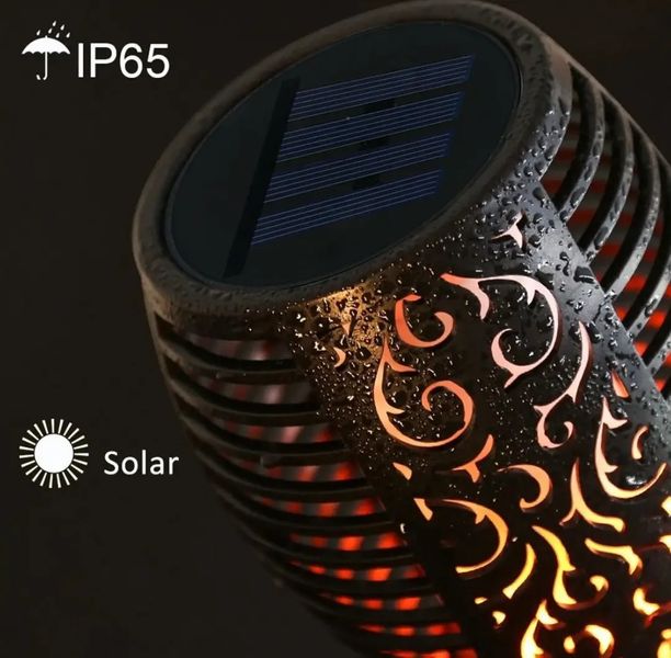 Водонепроникний ліхтар 52 см з ефектом полум'я Solar flame led light sensor activated 1689566236 фото