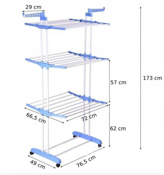 Багатоярусна сушарка для білизни, речей, одягу Garment rack with wheels складана 1239006344 фото