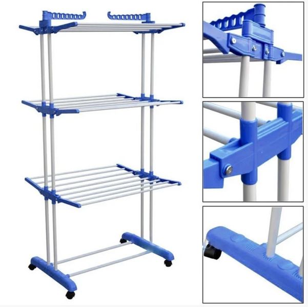 Багатоярусна сушарка для білизни, речей, одягу Garment rack with wheels складана 1239006344 фото