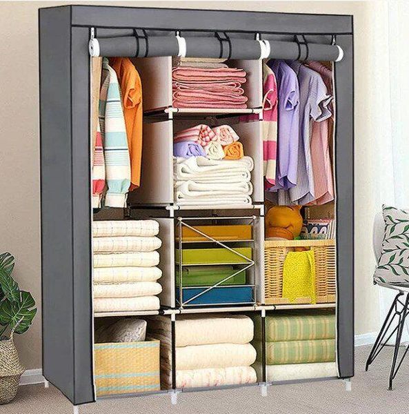 Складана каркасна тканинна шафа Storage Wardrobe 88130, шафа на три секції 130*45*175 1247365460 фото