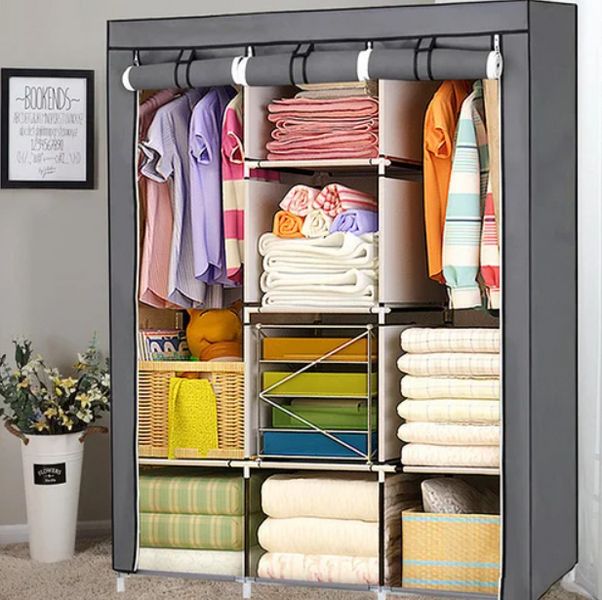 Складной каркасный тканевый шкаф Storage Wardrobe 88130, шкаф на три секции 130*45*175 1247365460 фото