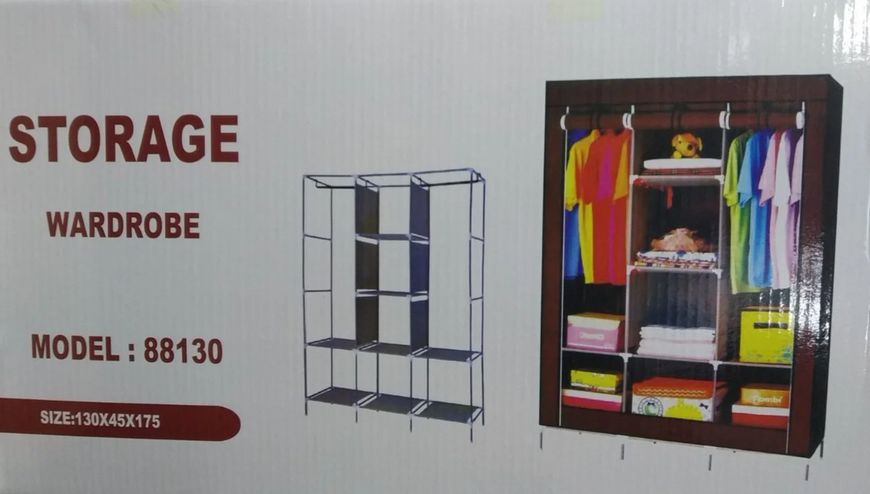 Складной каркасный тканевый шкаф Storage Wardrobe 88130, шкаф на три секции 130*45*175 1247365460 фото