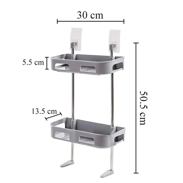 Двоярусна полиця для ванної кімнати Opty з міцним кріпленням на липучках, стійка до вологи RDS 1662939979 фото