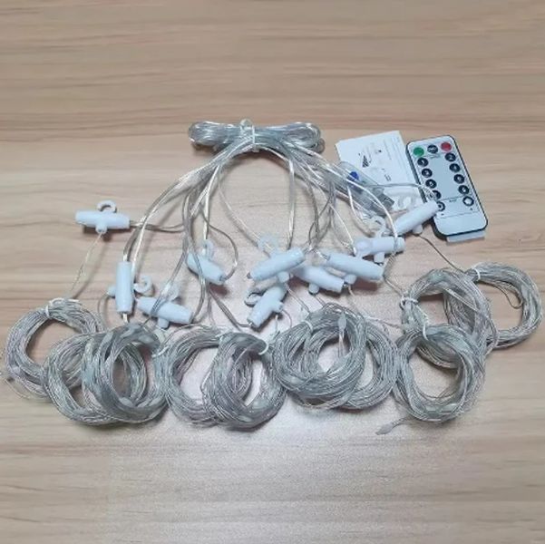 Гирлянда штора Большая капля росы на пульту 3х3 метра 300 led на USB White 8 режимов свечения 2304753874 фото