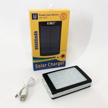 УМБ Power Bank Solar 90000 mAh мобильное зарядное с солнечной панелью и лампой, Power Bank Charger ART-4531 2297948323 фото