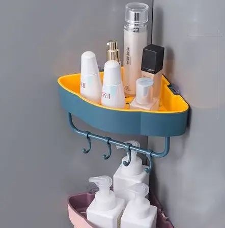 Полка угловая для ванной Corner storage rack | Пластиковая настенная полка в ванную комнату 1662944369 фото